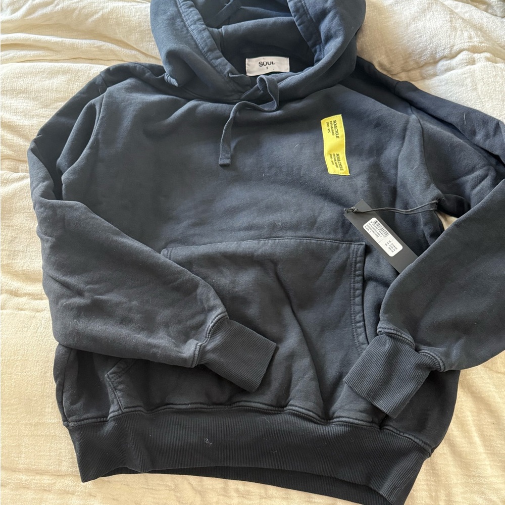 NWT Sz Small SoulCycle Unisex Black Distressed Hoodie